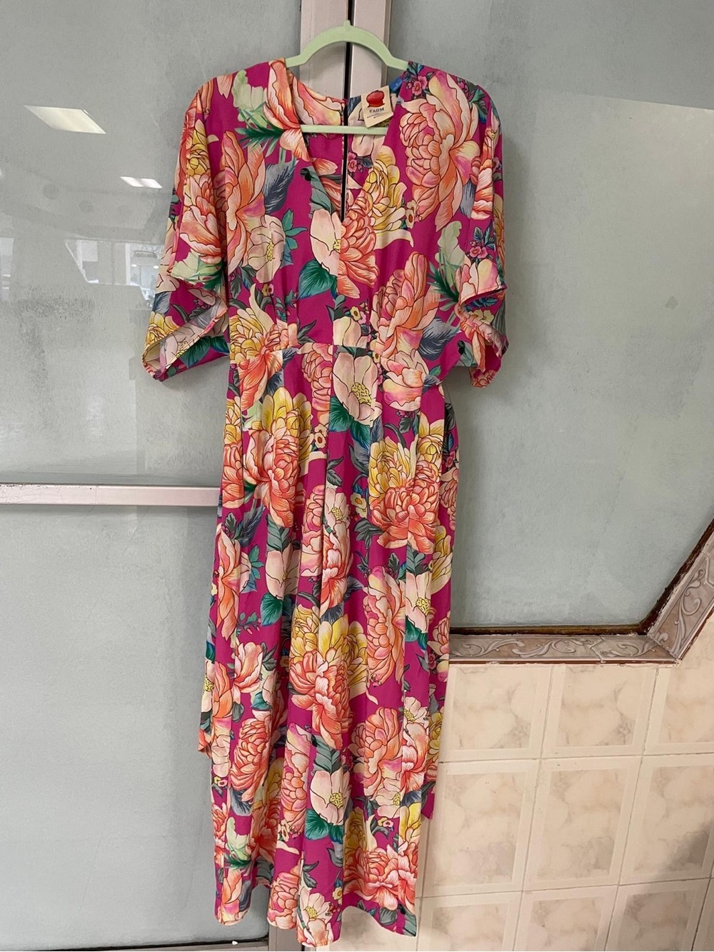 Farm Rio floral  Magenta Wide-Leg Jumpsuit with Tie Waist - Picture 6 of 7